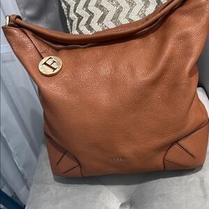 Furla Tan Leather Hobo Bag with Structured Shape and Smooth Texture